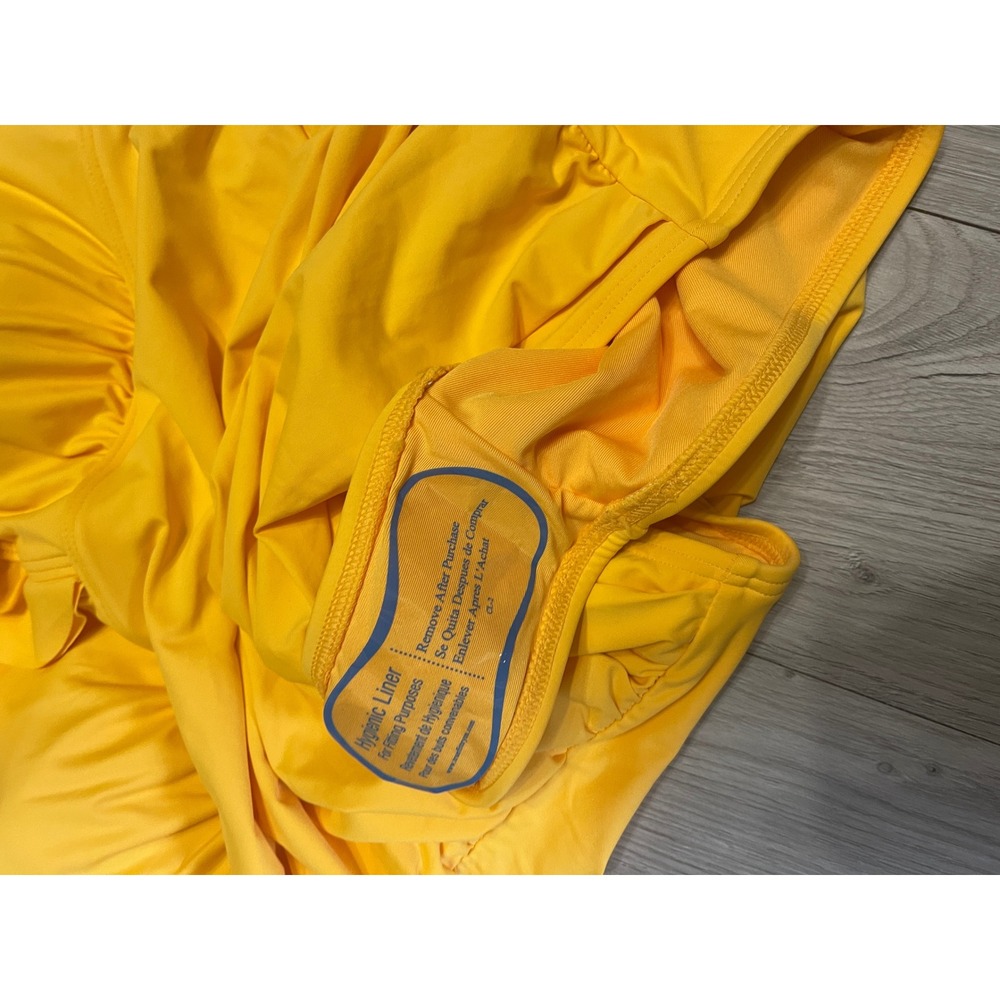 DKNY Ruffle Plunge One-Piece Swimsuit Yellow - Picture 9 of 13